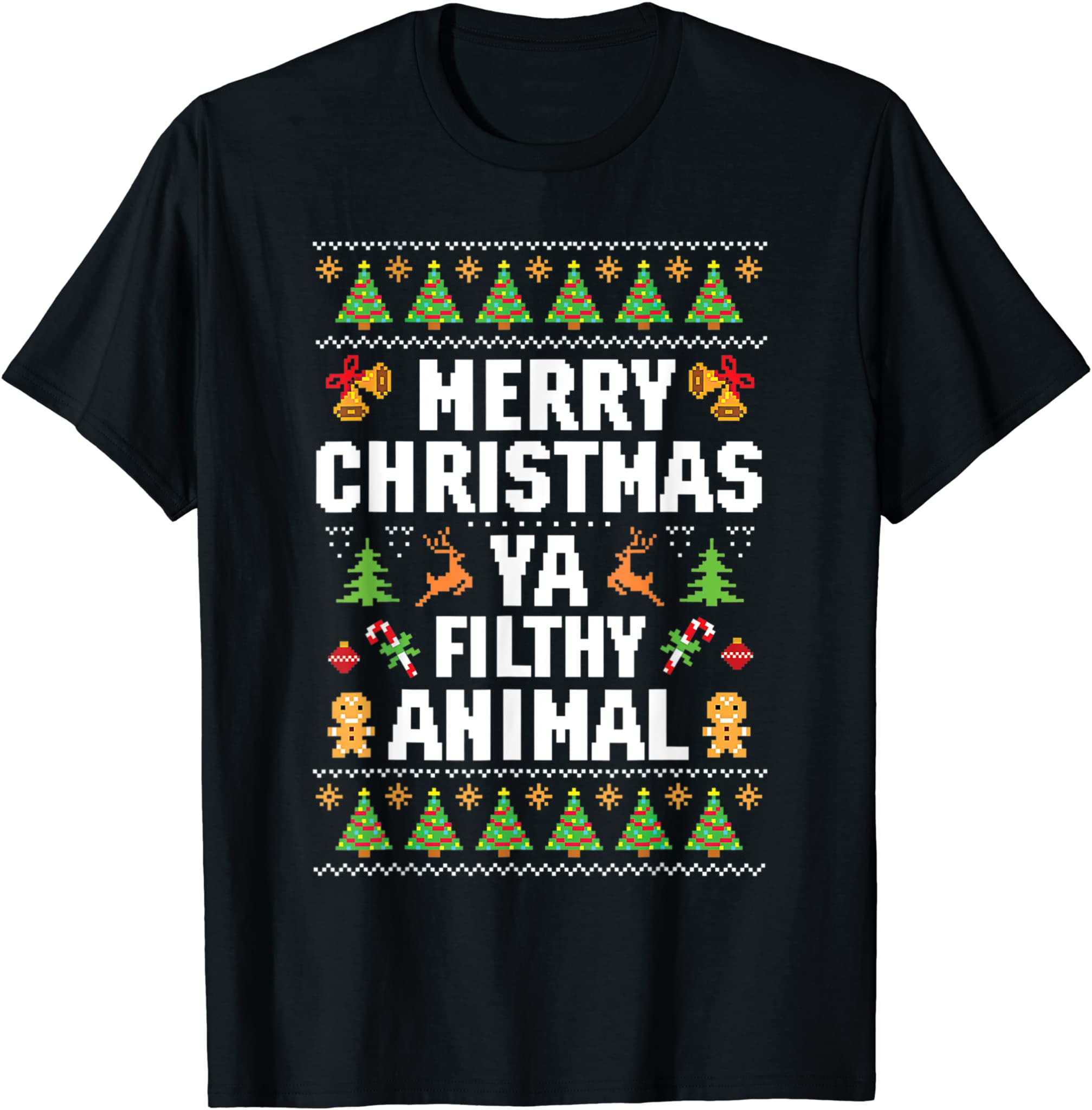 Merry Christmas Animal Filthy Ya Ugly Sweater Style Matching T-Shirt