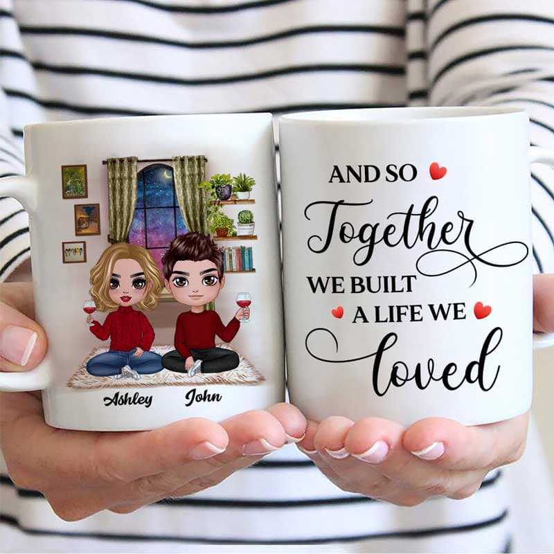 Doll Couple Sitting In House Gift Personalized Mug