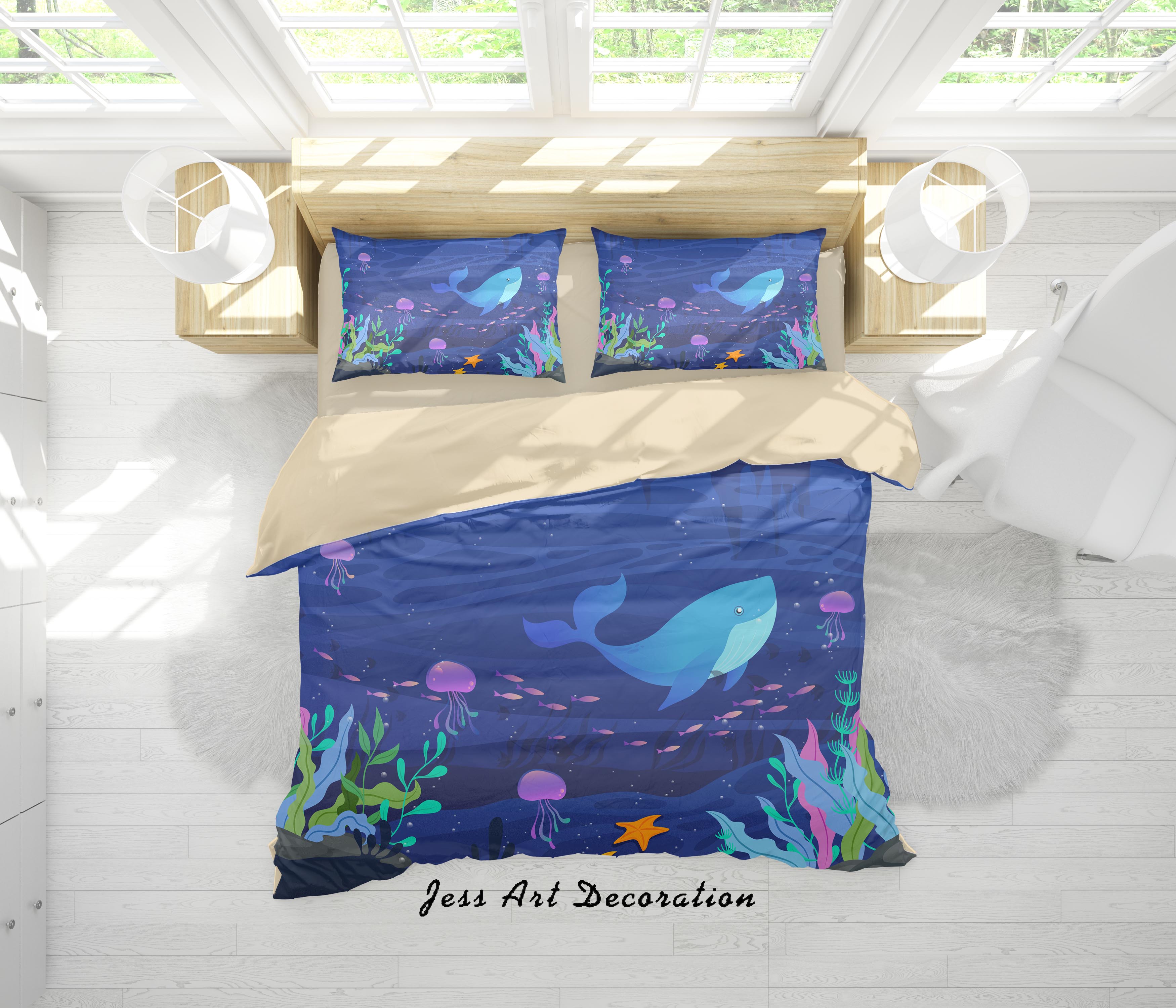 3D Cartoon Marine Dolphin Quilt Cover Set Bedding Set Duvet Cover Pillowcases A383 Lqh