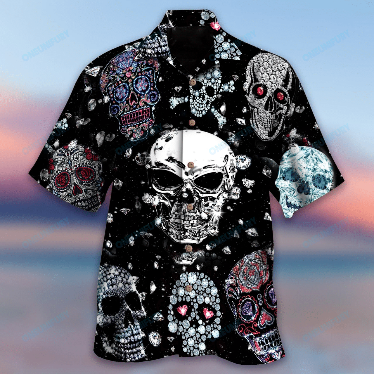 Skull Shirt Shiny Diamond Hawaii Re Ha17123