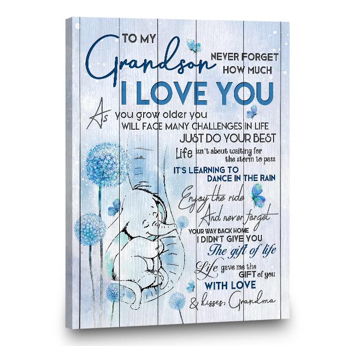 Stunning Gift Canvas Gift For Grandson From Grandma Elephant Never Forget How Much I Love You