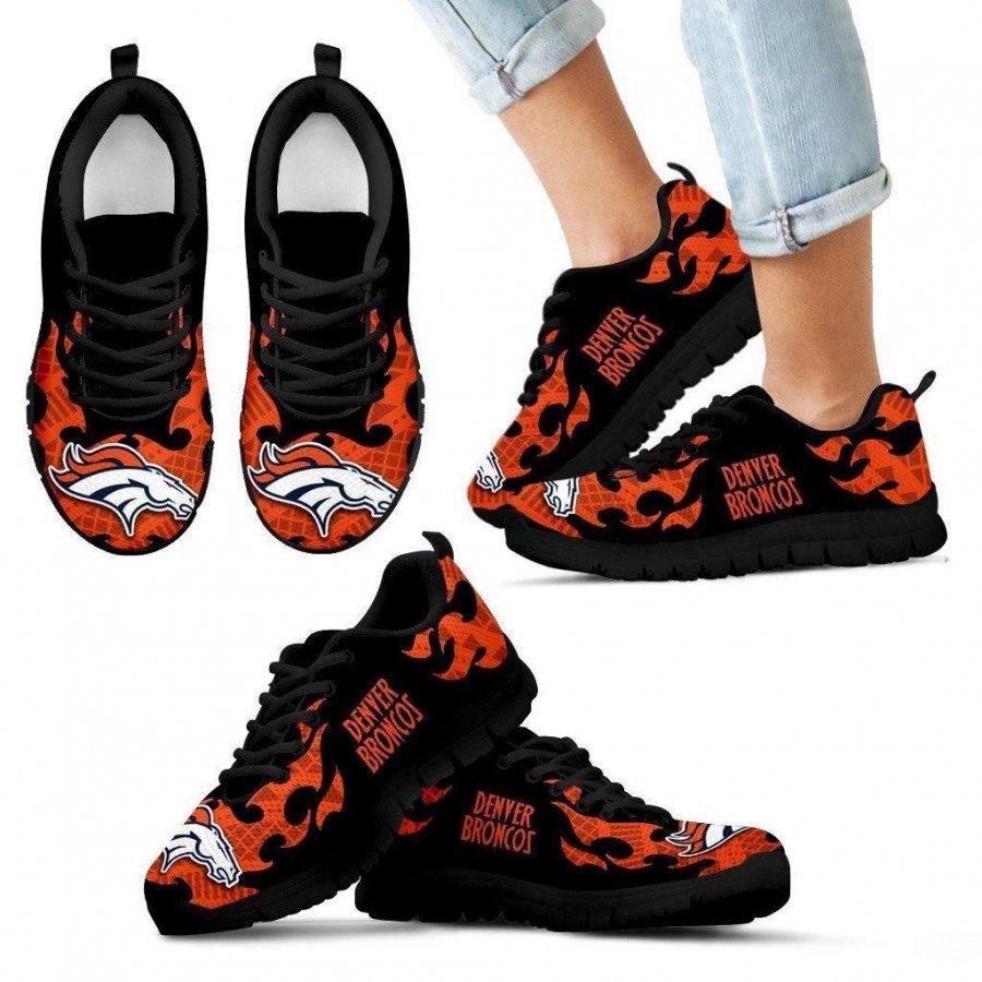 Tribal Flames Pattern Denver Broncos Sneakers #224