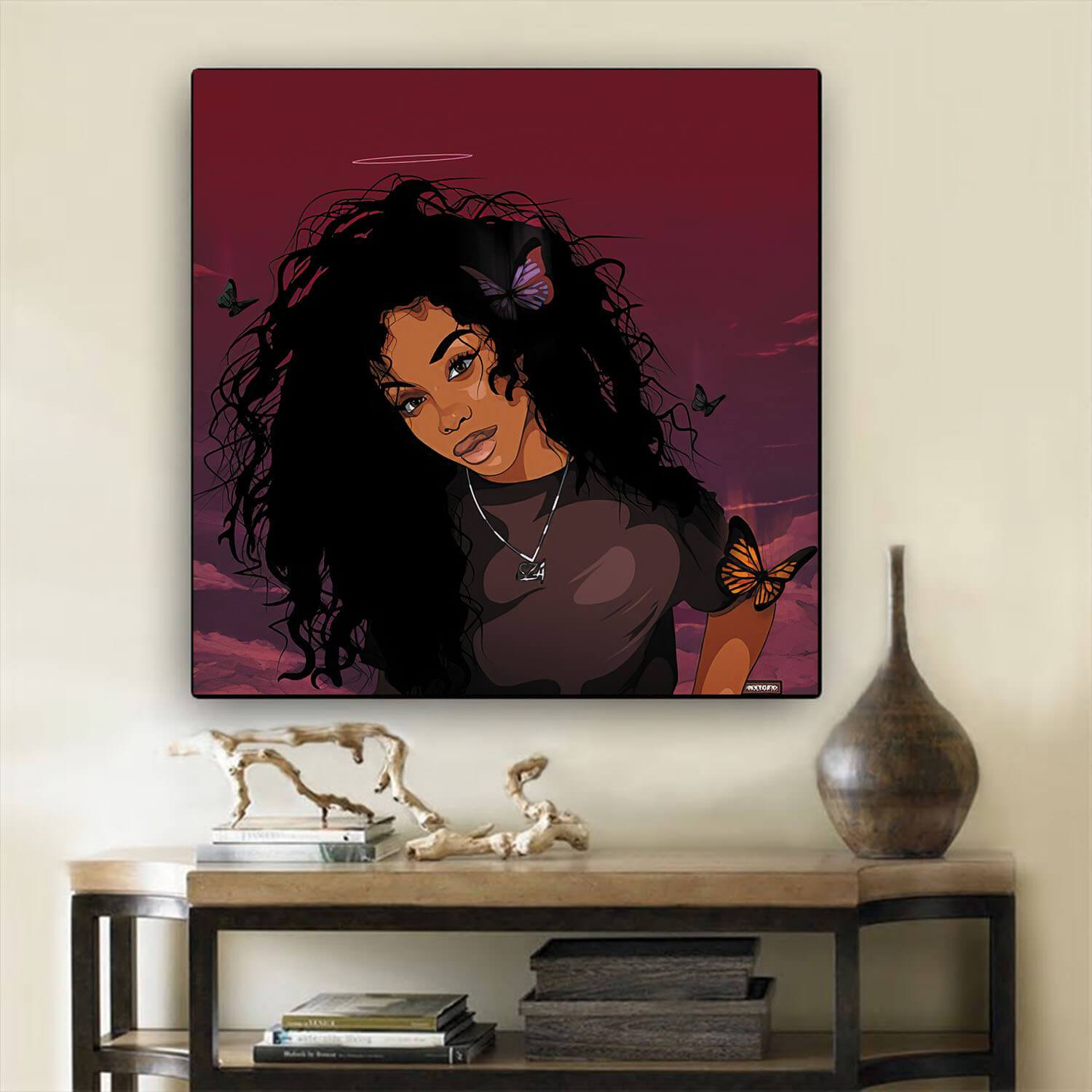 African American Canvas Art Cute Girl With Afro Modern African American Art Afrocentric Home Decor BPS44507