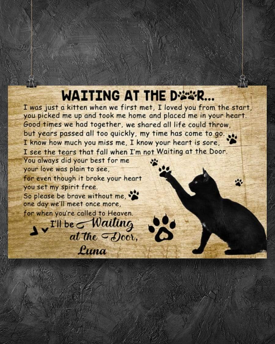 Black Cat Will Be Waiting At The Door Canvas Print Gift For Cat Lover 
