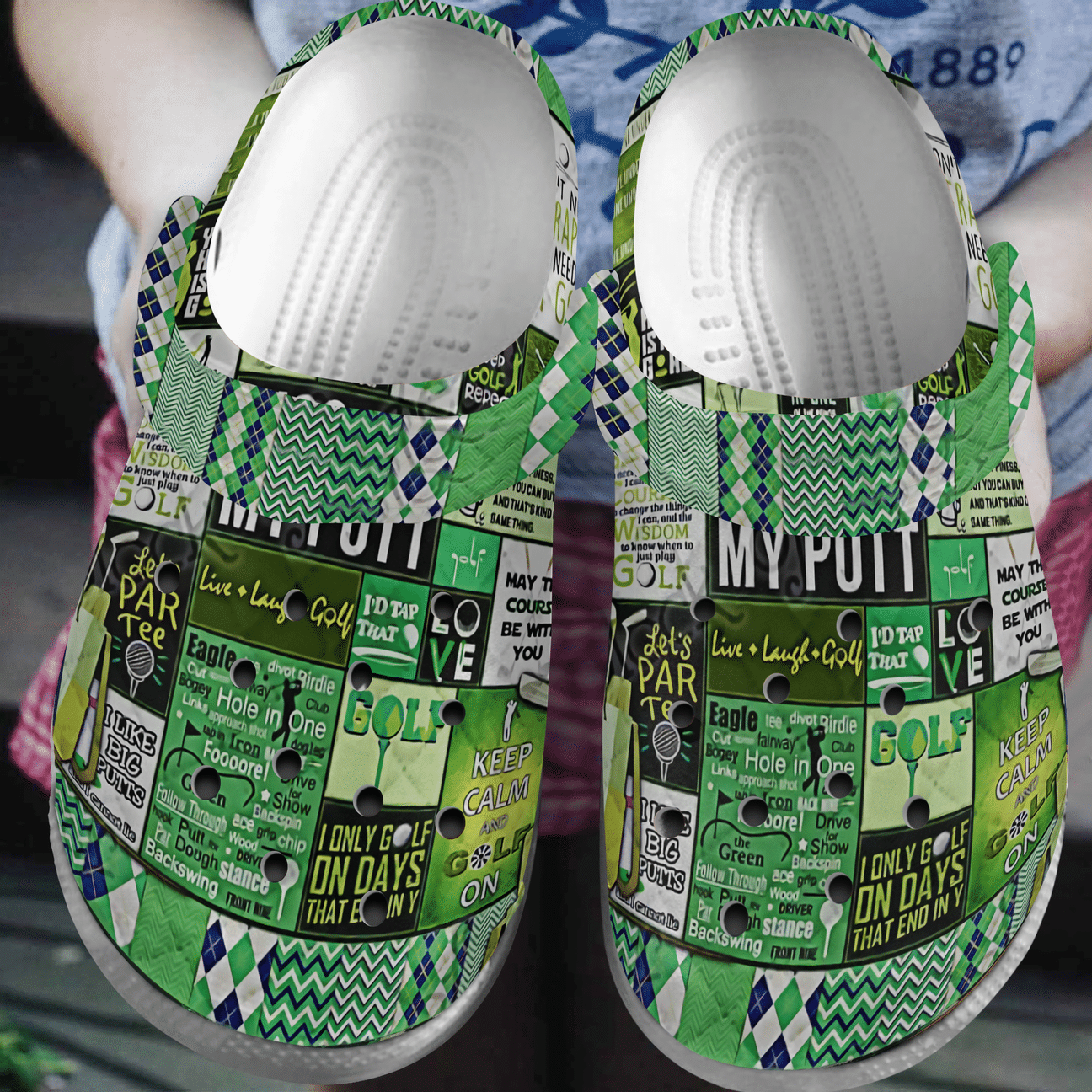 Golf Personalized Clog, Custom Name, Text, Color, Number Fashion Style For Women, Men, Kid, Print 3D Live Laugh Golf