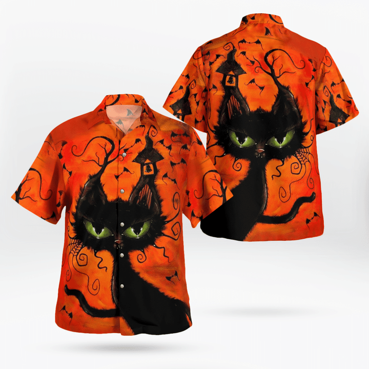 Weird Black Cat At Night Spooky Aloha Hawaii Shirts For Men Women Ha79311