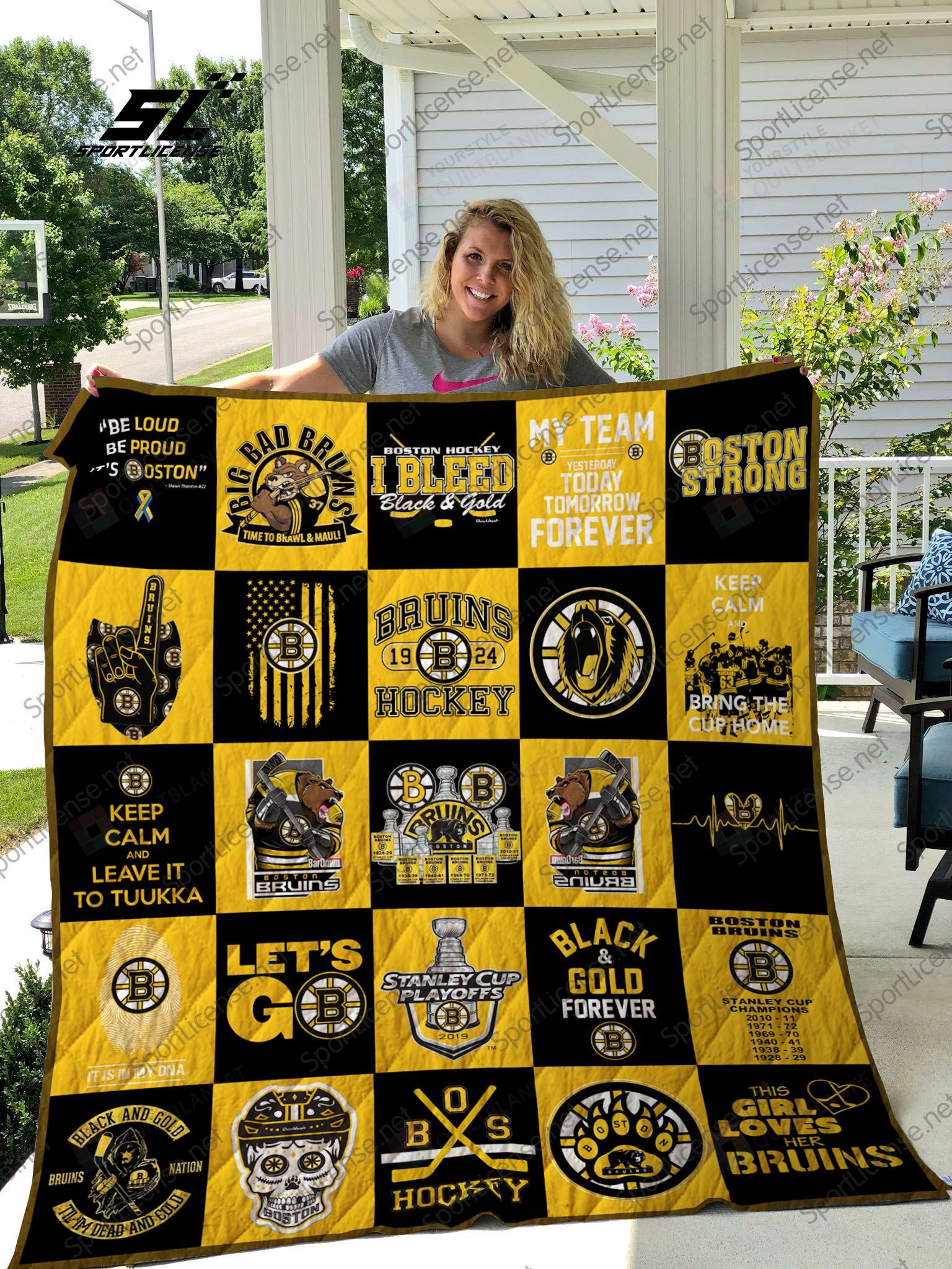 Boston Bruins Quilt Blanket Christmas Gift