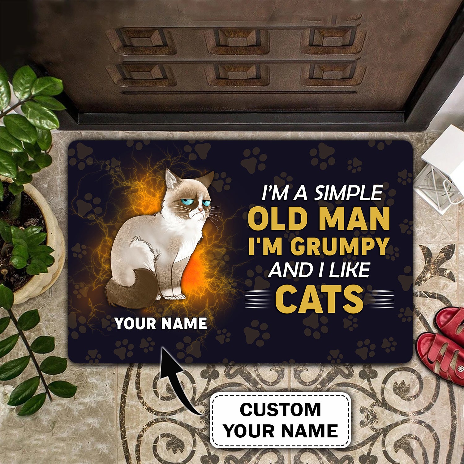 Grumpy Cat Doormat – Personalized Name 3D – Grumpy Vn96 105