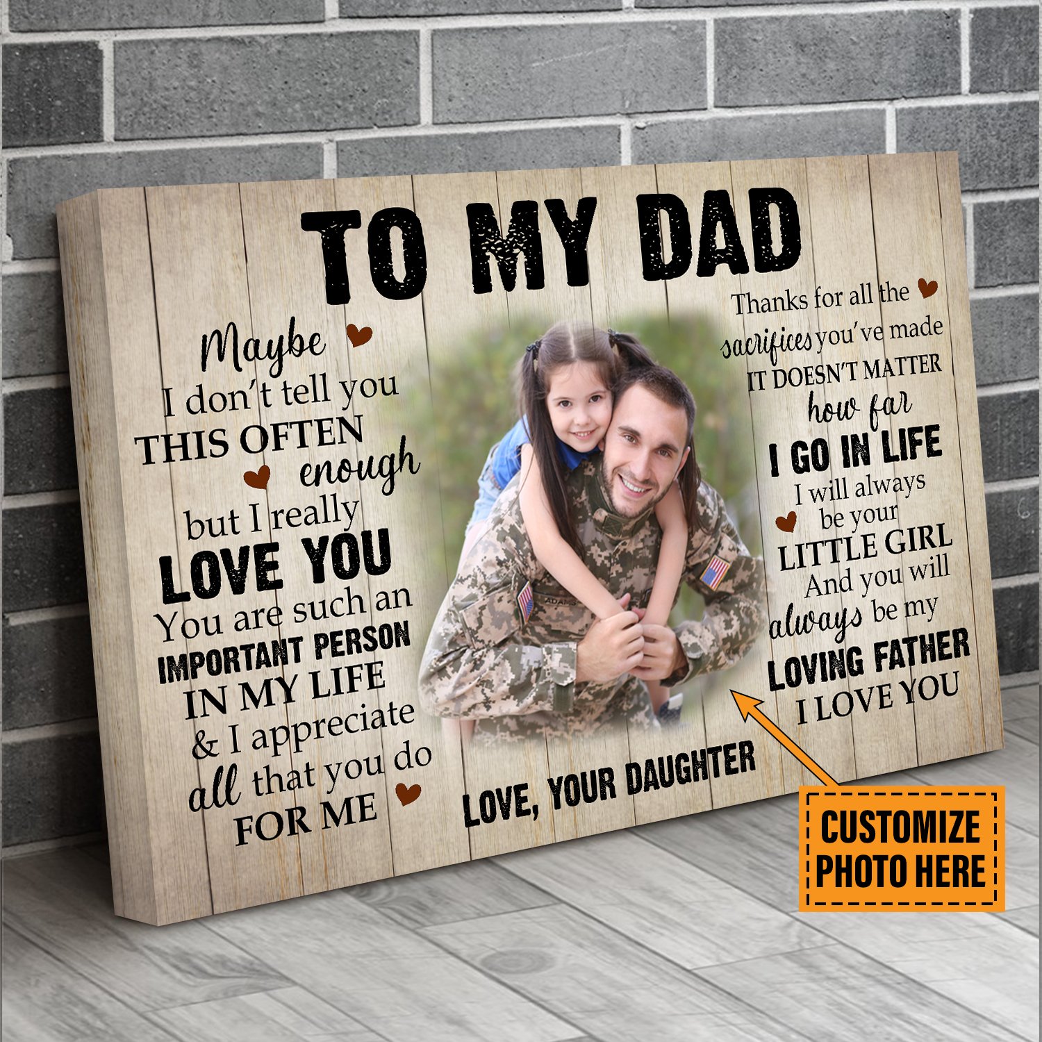 Bekingart Veteran Personalized Father Important Person Daughter Meaningful Us Military – Matte Canvas
