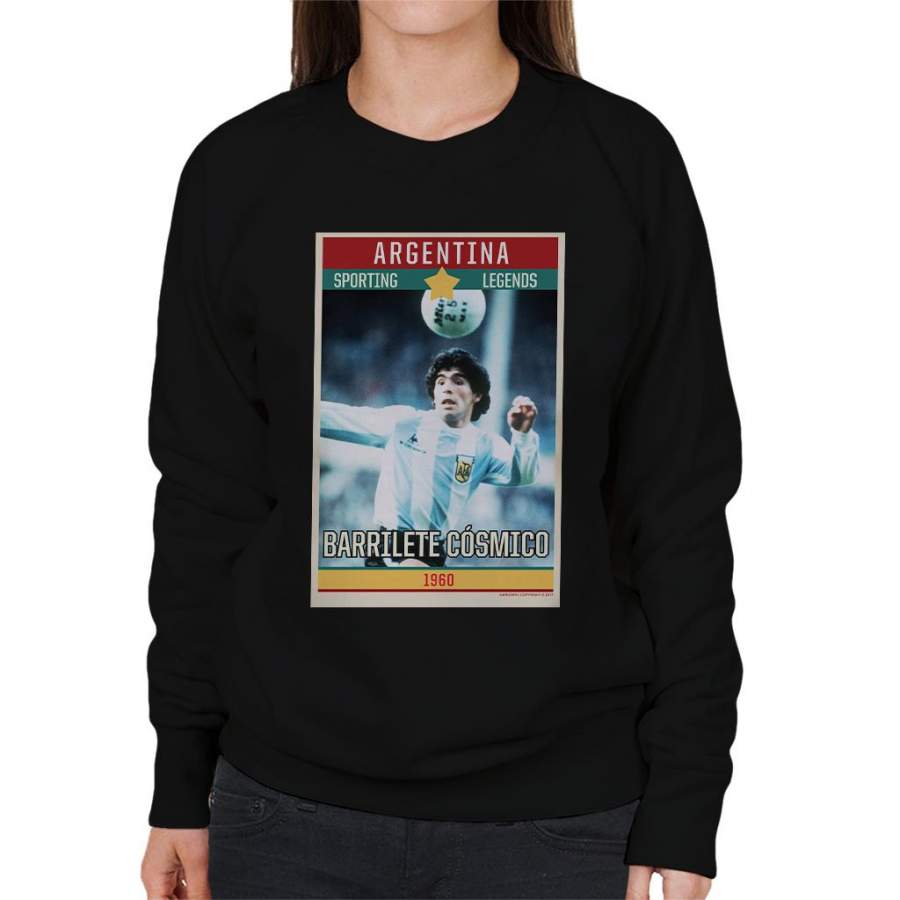 Sporting Legends Poster Argentina Diego Maradona World Cup 1960 Women’s Sweatshirt