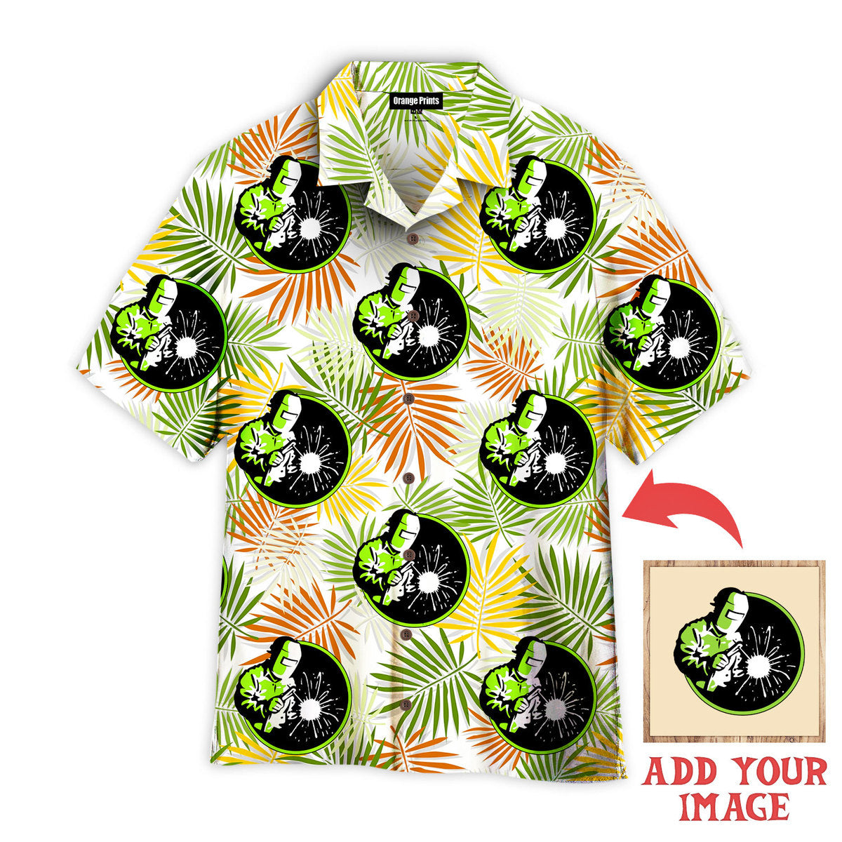 Your Logo On Seamless Palm Leaf Summer Custom Hawaiian Shirt | For Men & Women | Hwp1232