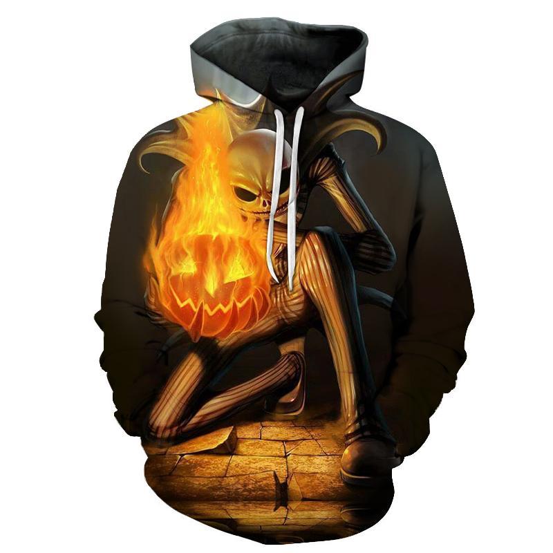 Nightmare Before Christmas Jack Hoodies – Nightmare Before Christmas Hoodies – Pumpkin Fire Pull Over Hoodie