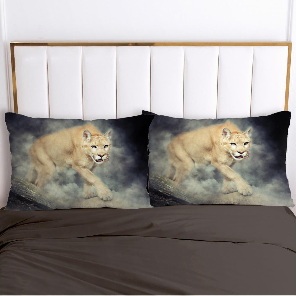 Aggressive Leopard 3D Print Pillowcase