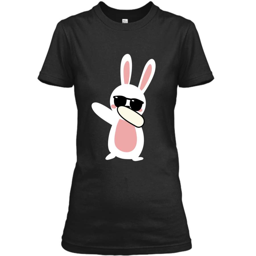 Dabbing Easter Bunny Funny Easter T-Shirt Ladies Custom