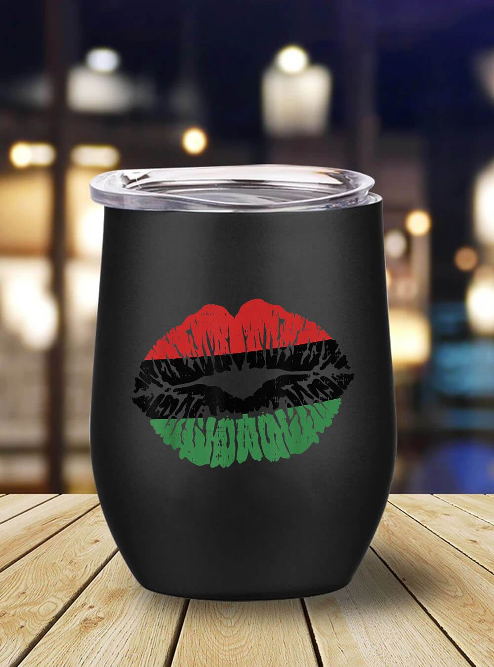 African American Tumbler African Lips Flag Melanin Black History Month Pride Women Stainless Steel Wine Tumbler Mug Black History Month Gift Ideas BPS4304