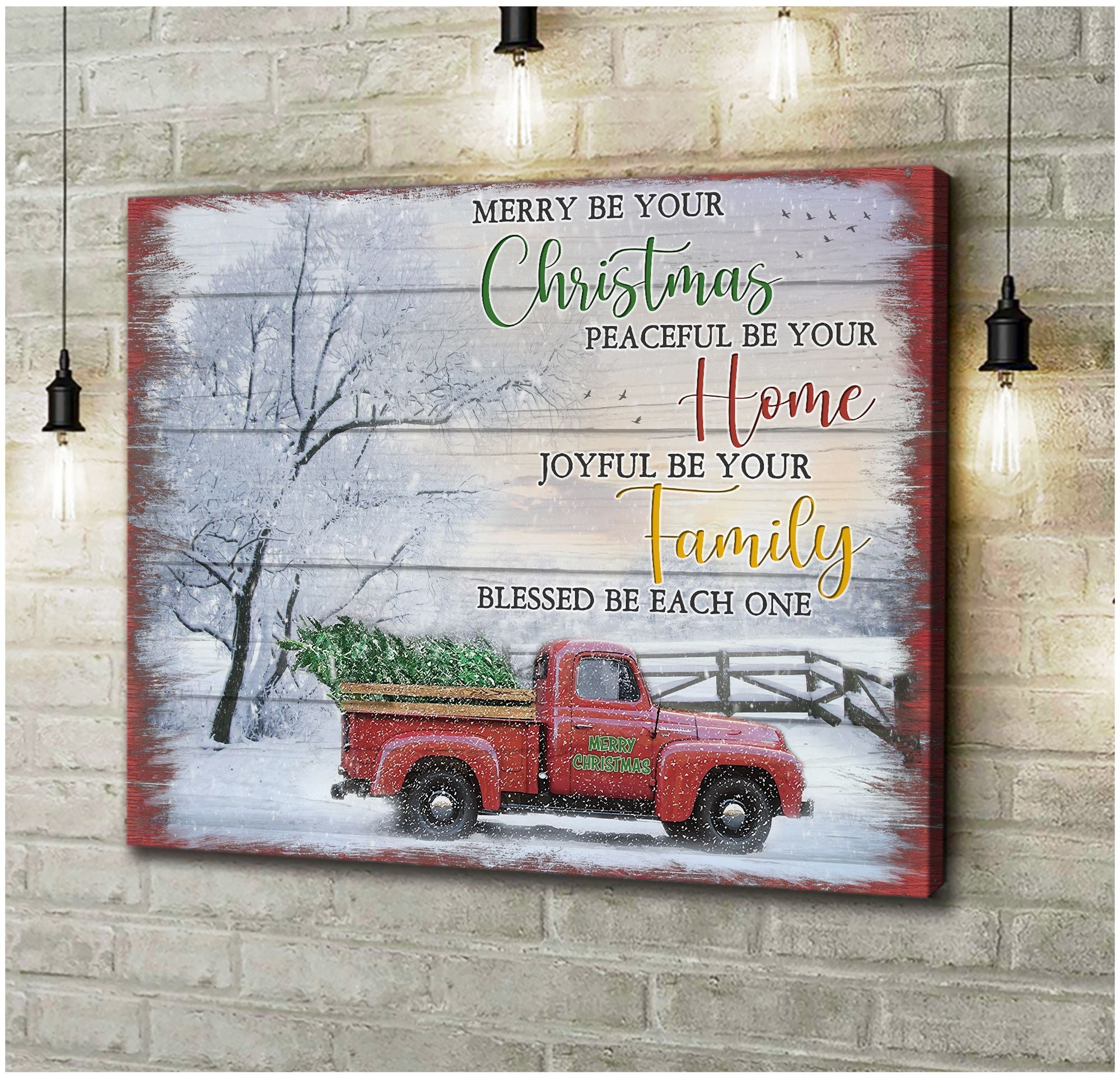 Custom Canvas Prints Gifts Christmas Gifts Pickup Truck Merry Be Your Christmas Wall Art Decor Gift For Family, Wall Art Decor, Canvas Print, Home Decor