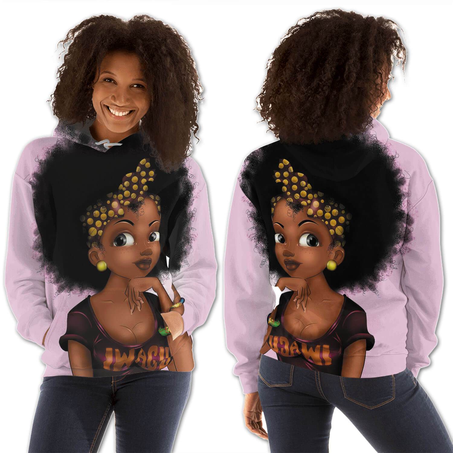 African American Hoodies Beautiful Girl With Afro All Over Print Womens Hooded Sweatshirt African American Clothing BPS63564