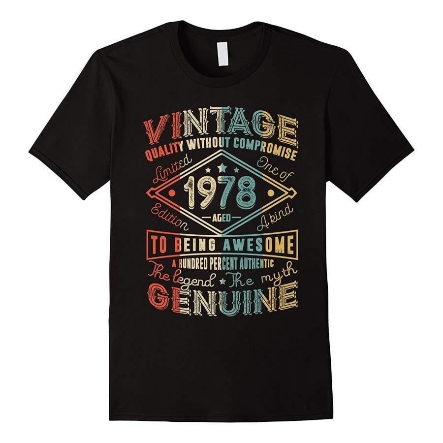 Vintage Retro Genuine Made In 1978 40Th Birthday Gift 40 Yrs Men’S Cotton T-Shirt