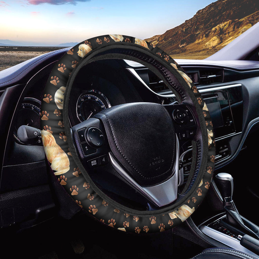 Labrador Retriever Puppy Pattern Print Car Steering Wheel Cover