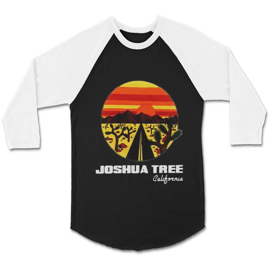 Joshua Tree California Ringer 70s 80s Vintage Inspired Graphic CPY Unisex 3/4 Sleeve Baseball Tee T-Shirt