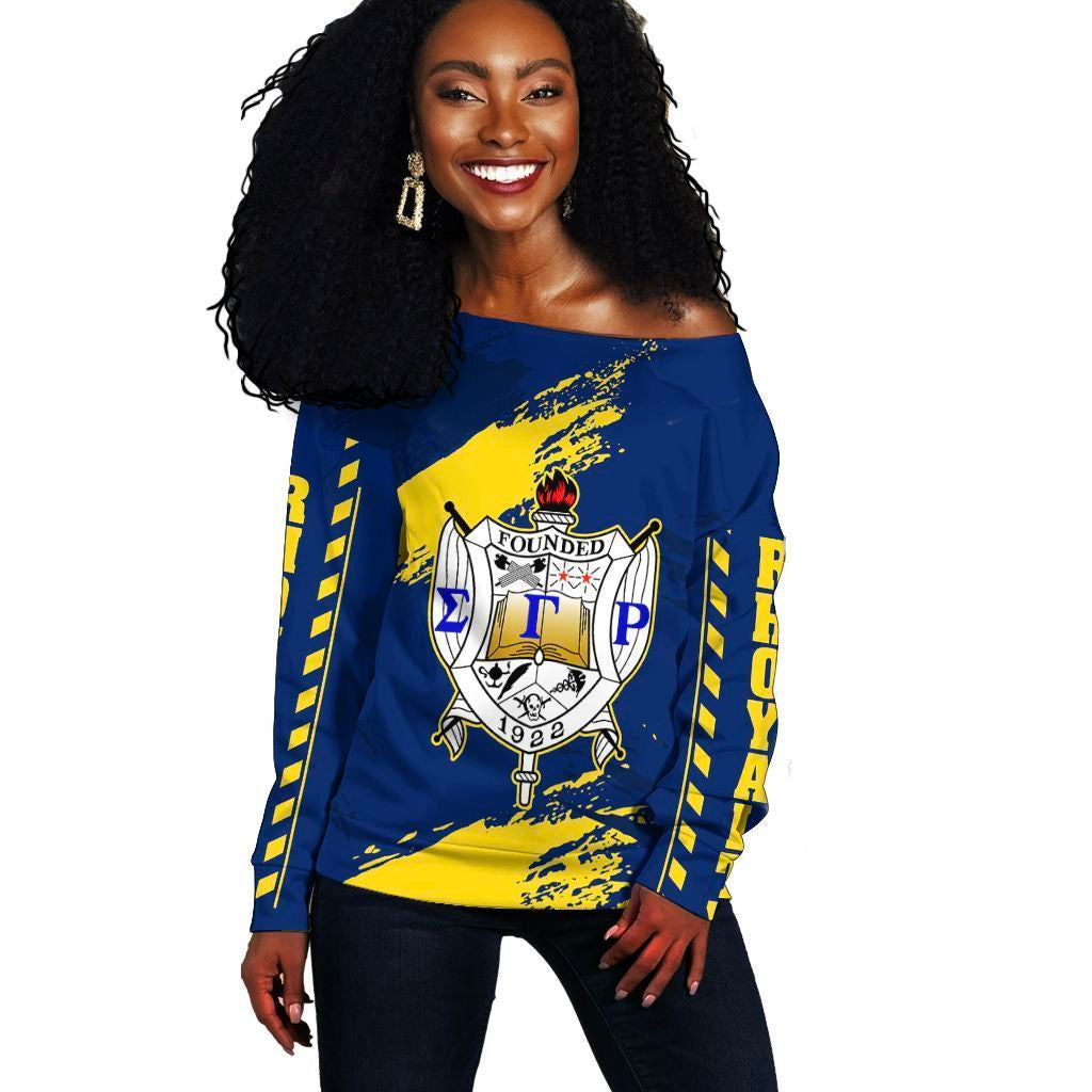 Wonder Print Sweatshirt – Sigma Gamma Rho Nineteen Women Off Shoulder