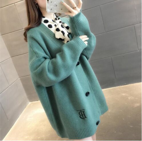 2022 Women Knitted Cardigan Sweater Loose Fashion New Autumn Winter Western Style Casual Jacket Coat NS5384 alx