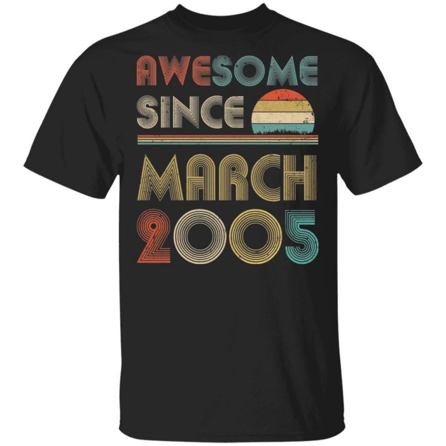 Awesome Since March 2005 Vintage 15th Birthday Gifts T-shirt