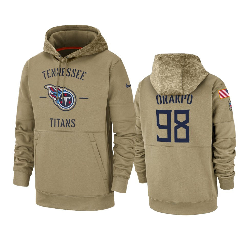 Tennessee Titans Brian Orakpo Tan 2019 Salute To Service Sideline Therma Pullover Hoodie