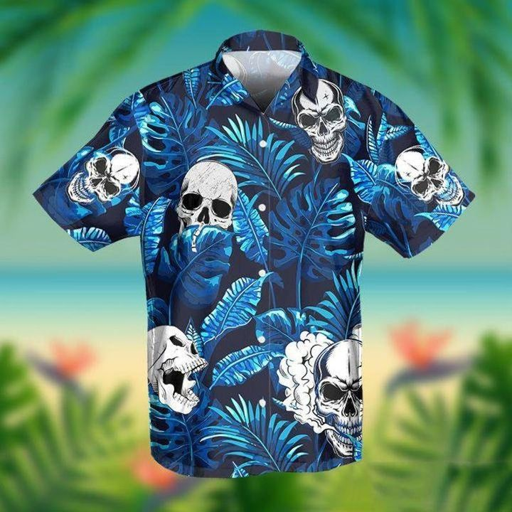 Skull Blue Tropical Hawaii Shirt Crazy Funny Hawaii Vintage Hawaii Ha12720