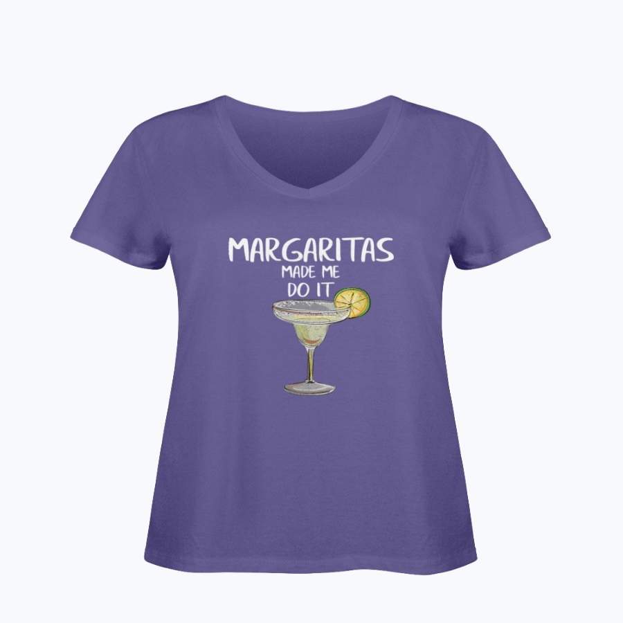 Womens Margaritas Made Me Do It T-Shirt Funny Drinking Gift Shirt V-Neck T-Shirt