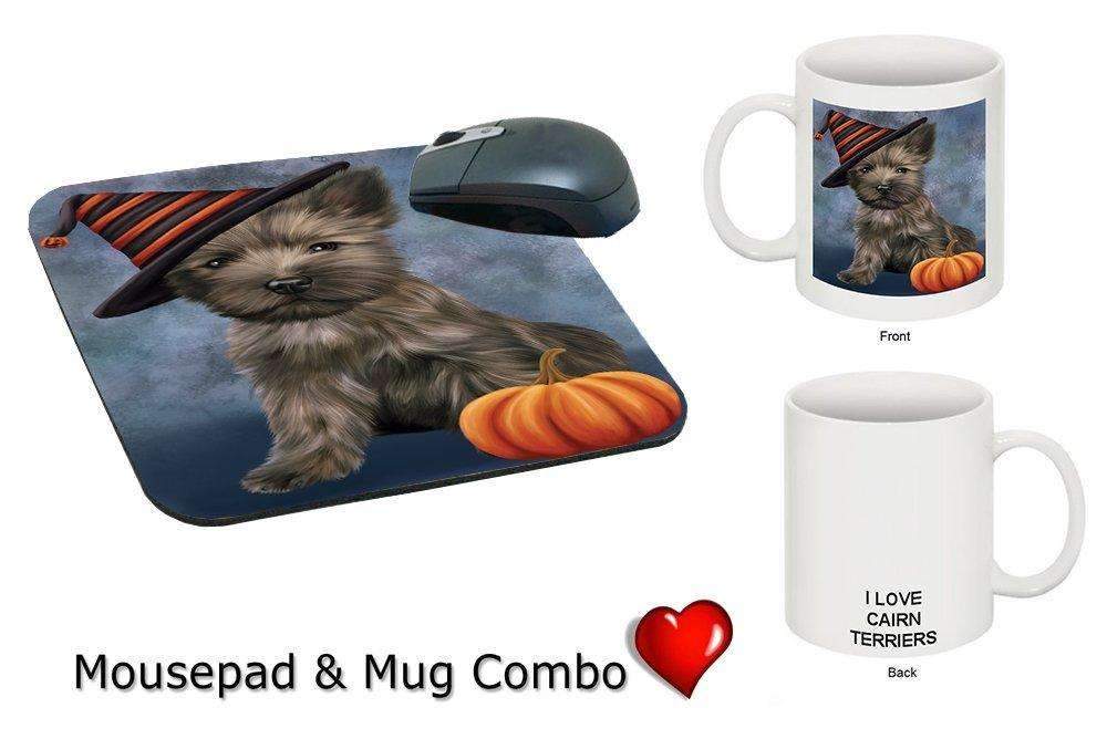 Christmas Happy Holidays Cairn Terrier Puppy Wearing Witch Hat Mug & Mousepad Combo Gift Set Mmcg0608