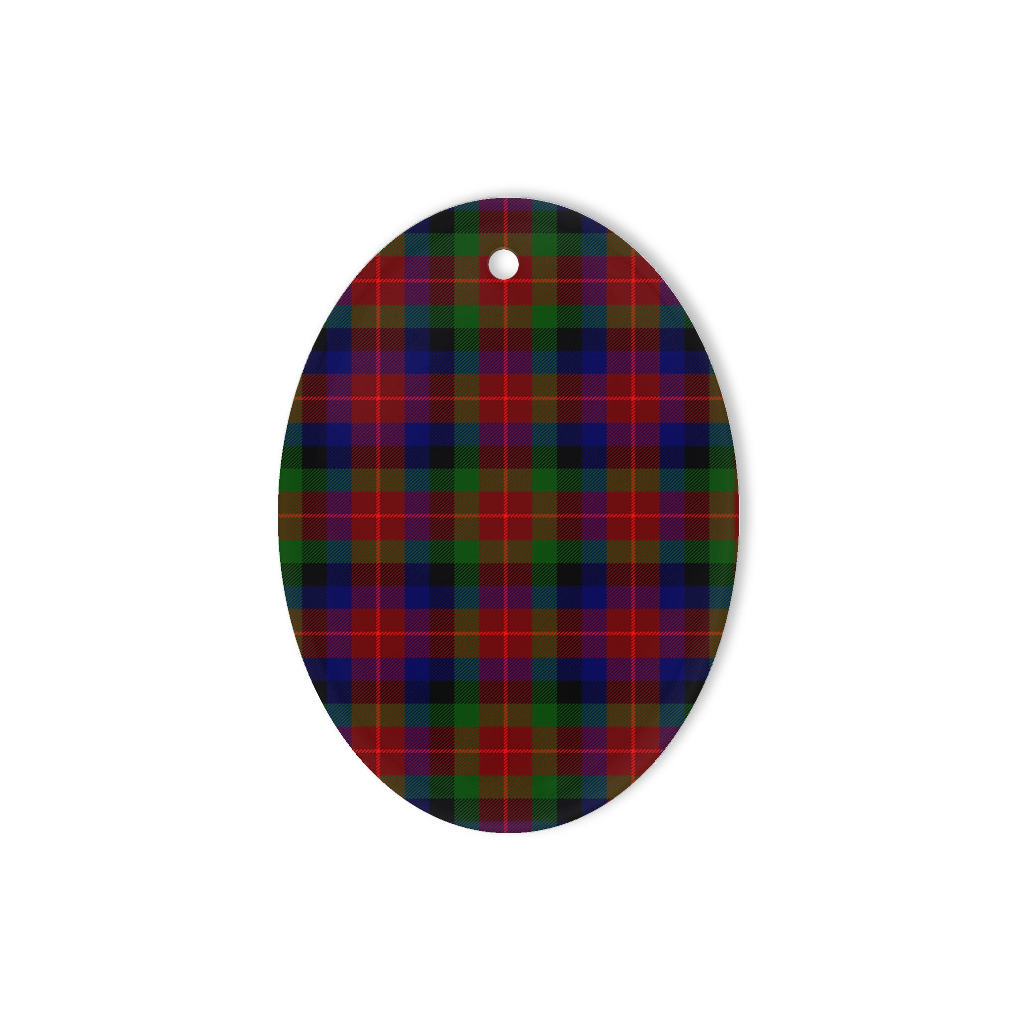 Tennant Tartan Oval Ornaments, Christmas Tree Ornament, Plaid Christmas Ornaments, Ceramic Oval Christmas Tree Decoration