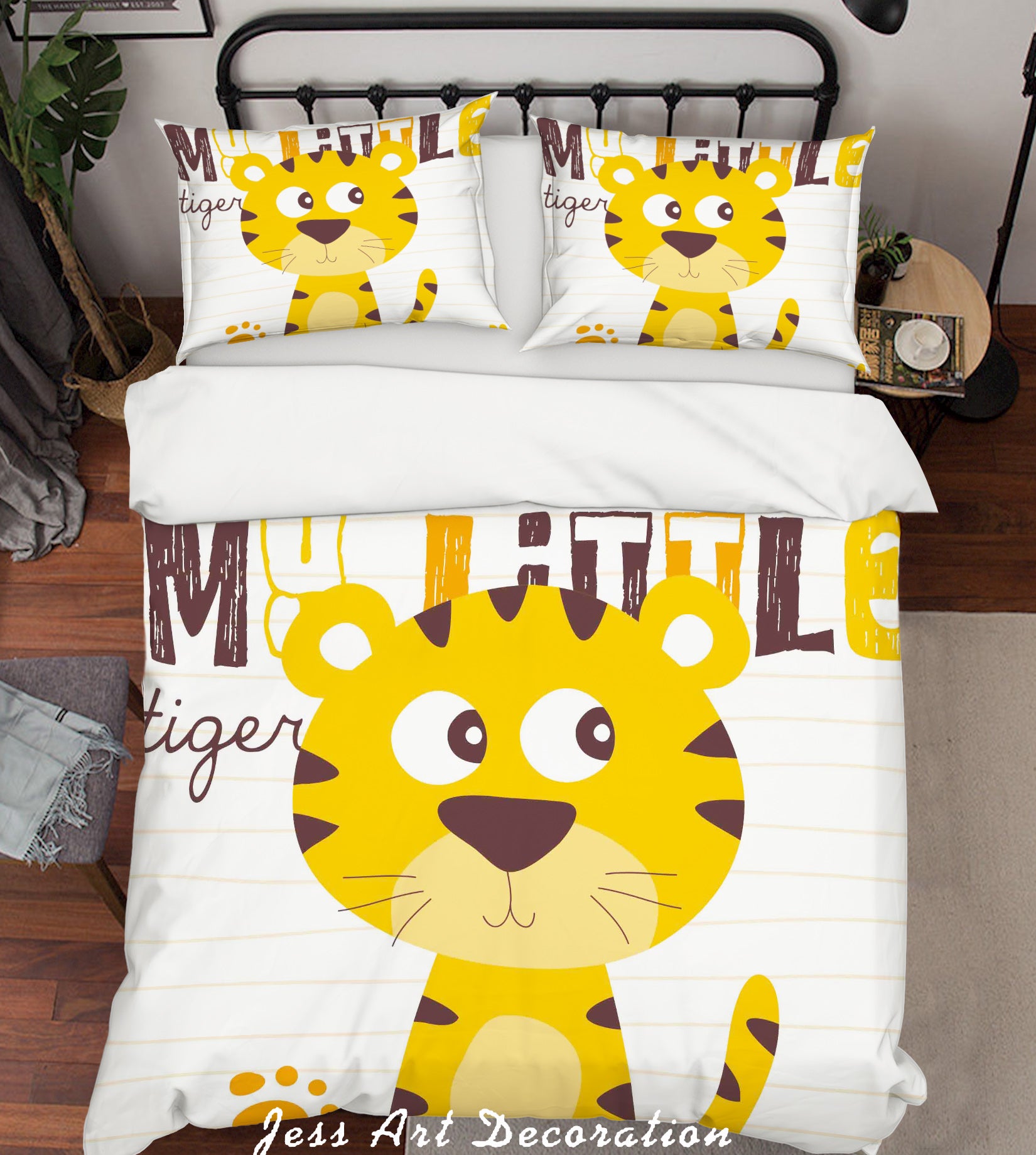 3D Cartoon Tiger Yellow Quilt Cover Set Bedding Set Pillowcases 164