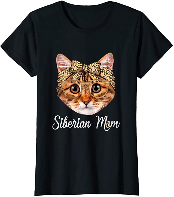 Womens Cute Siberian Mom Leopard Cat Mom Mother’s Day T-Shirt