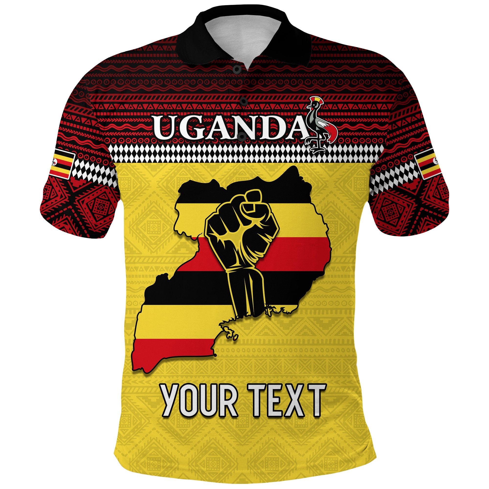 (Custom Personalised) Uganda Polo Shirt African Pattern People Power Our Power Lt13