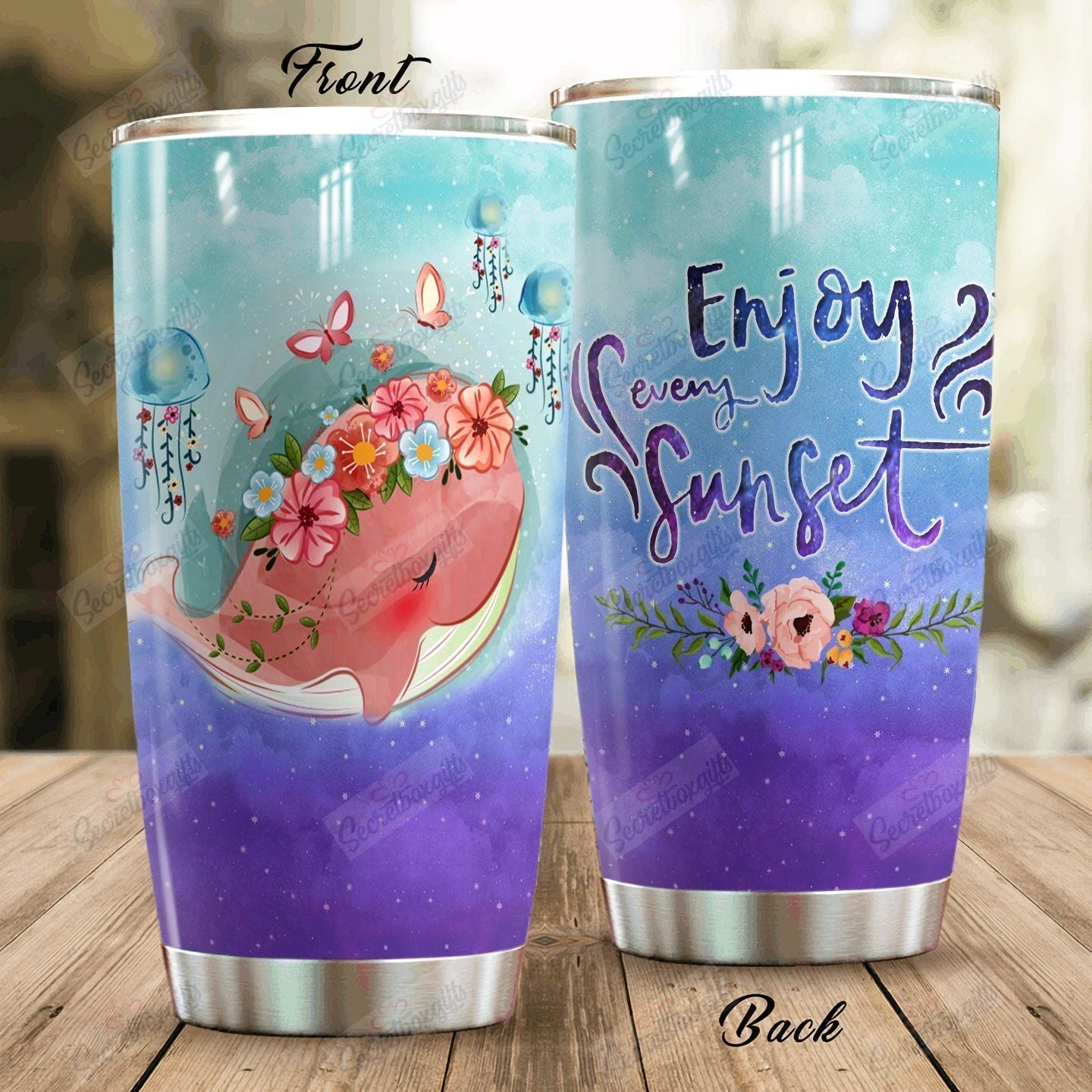 Personalized Whale Enjoy Every Sunset Yq2002312Cl Stainless Steel Tumbler Travel Customize Name, Text, Number, Image