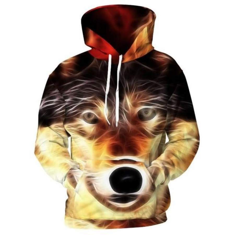 Wolf 3D full over print Hoodie W5