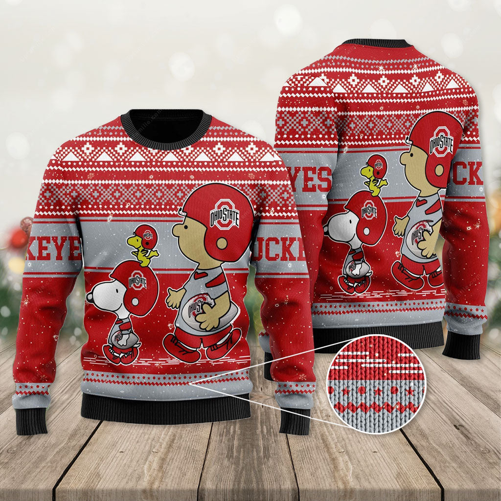 Ohio State Ugly Christmas Sweater, Charlie Brown Snoopy Ugly Christmas ...