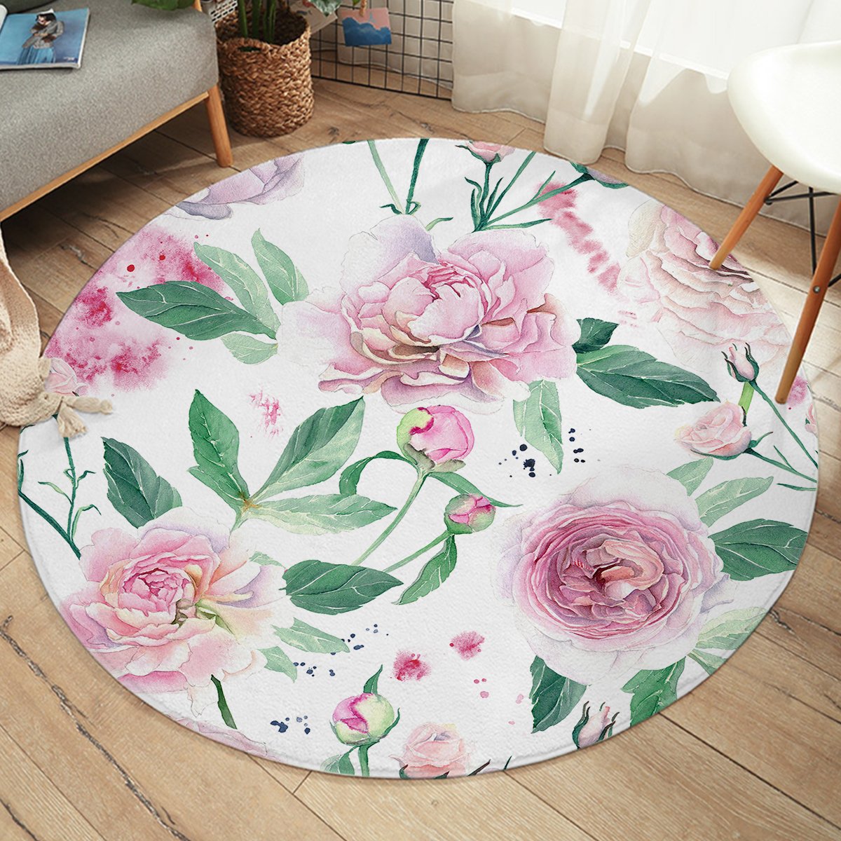 Pink Roses SW2398 Round Rug