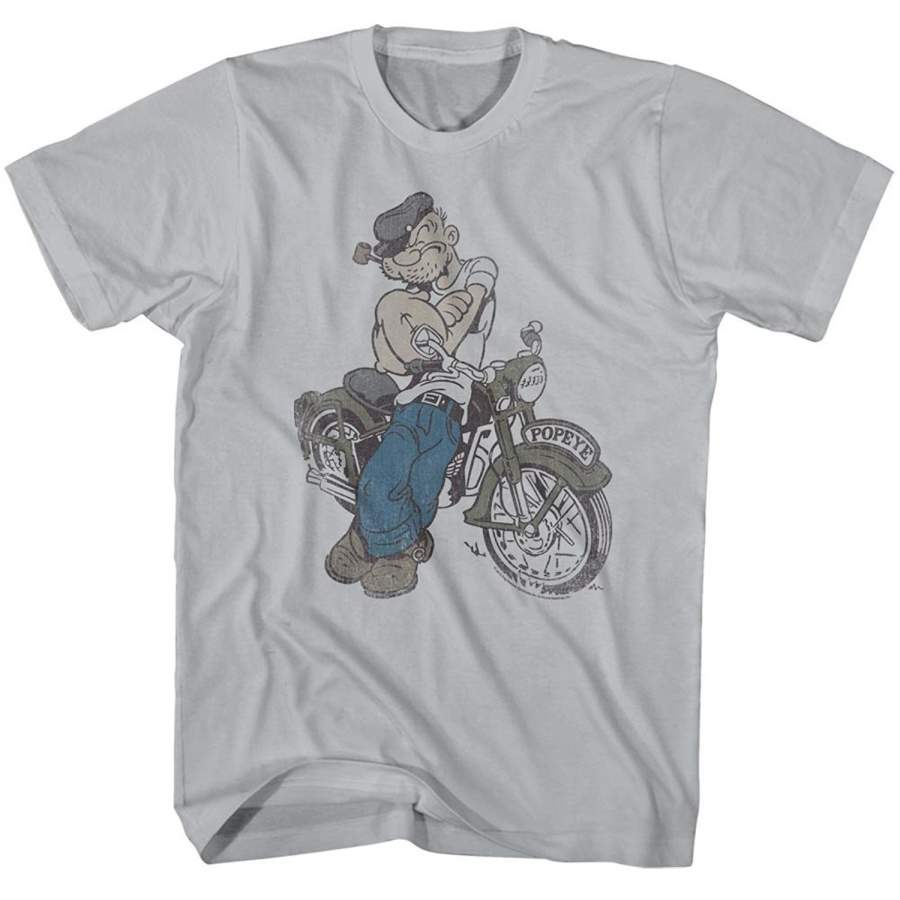 Popeye The Sailor Man 1960’s Cartoon Vintage Style Biker Man Adult TShirt