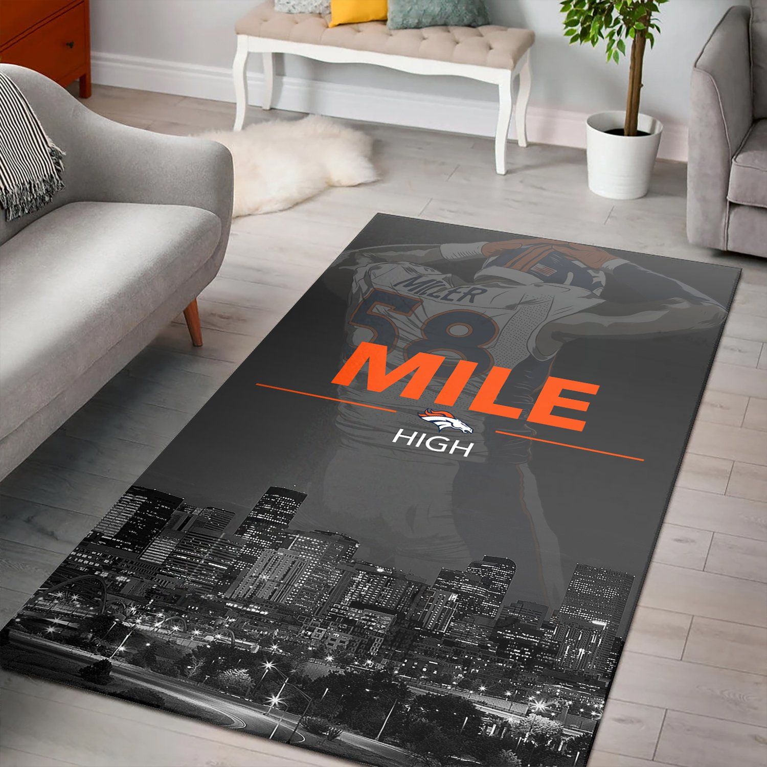 Denver Broncos Miller Rug, Area Rug, Floor Decor