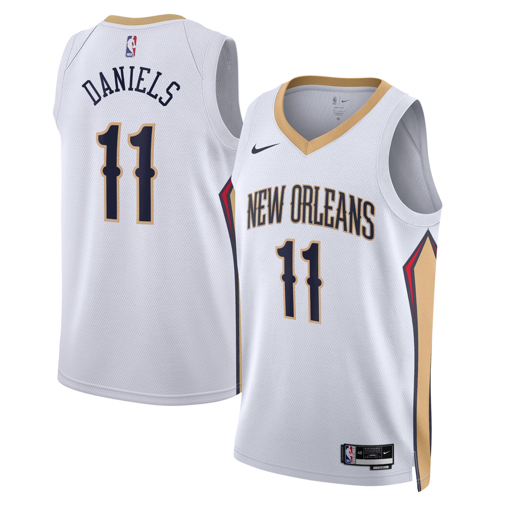 New Orleans Pelicans Association Edition Swingman Jersey – White – Dyson Daniels – Unisex