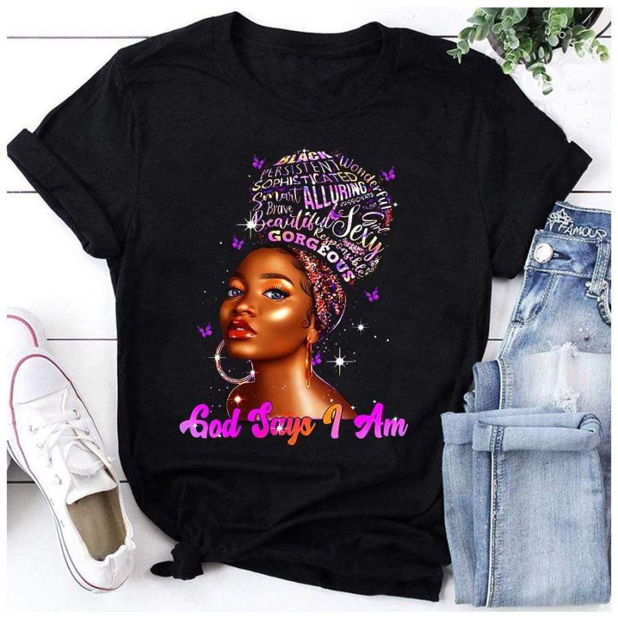 God Say I am Black Girl Custom name Shirt #V