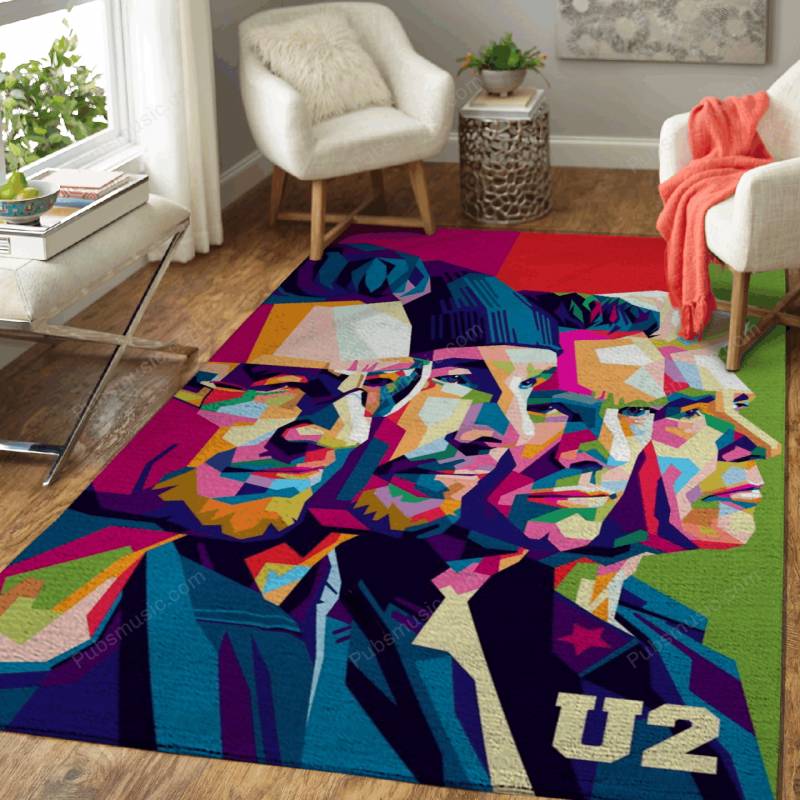 U2 Band Pop Art Portrait – Famous Legendary Music Rug Mats – Carpet