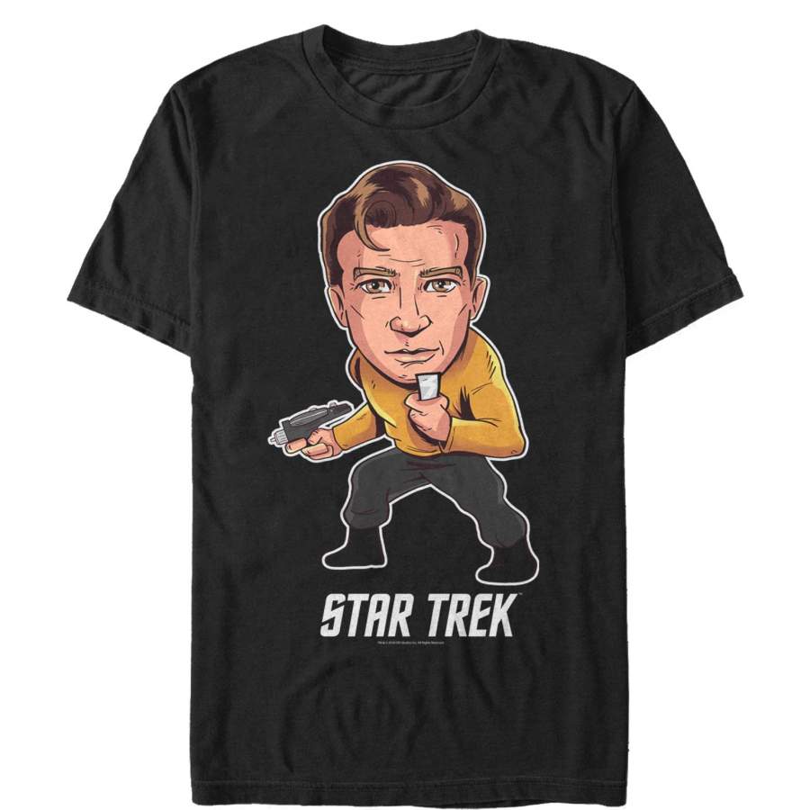 Star Trek Men’s Captain Kirk Cartoon Hero  T Shirt