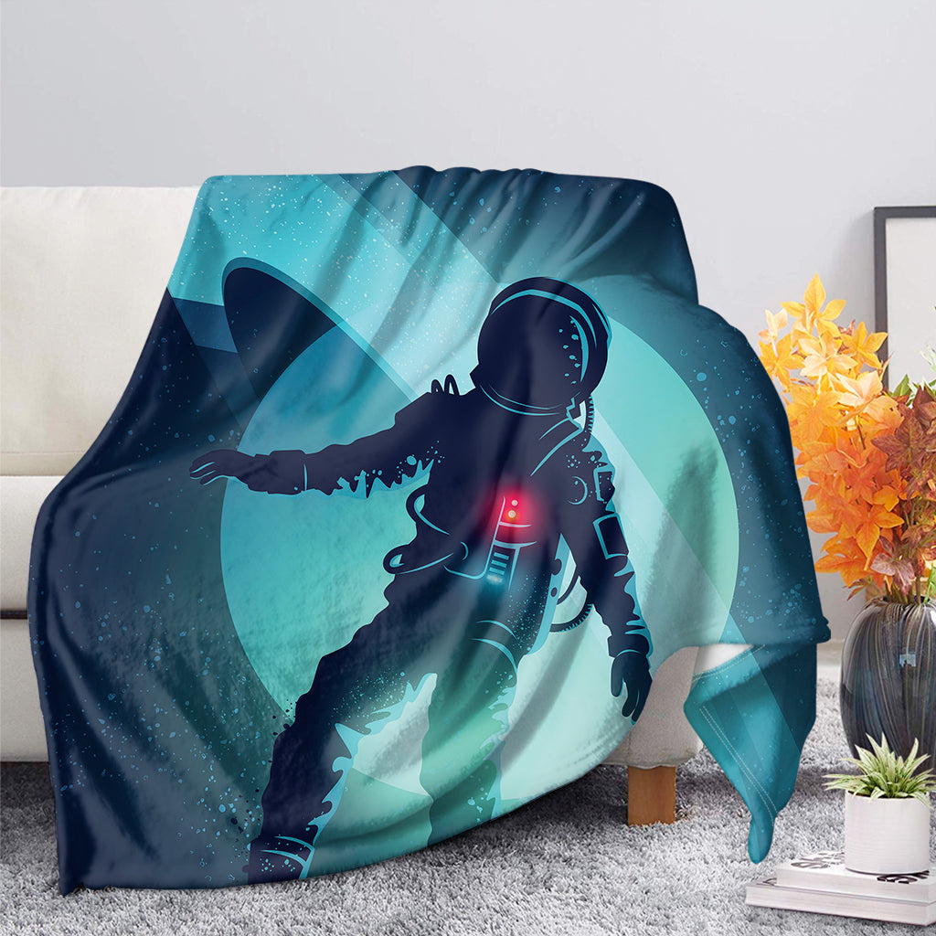 Astronaut Floating Through Space Print Blanket