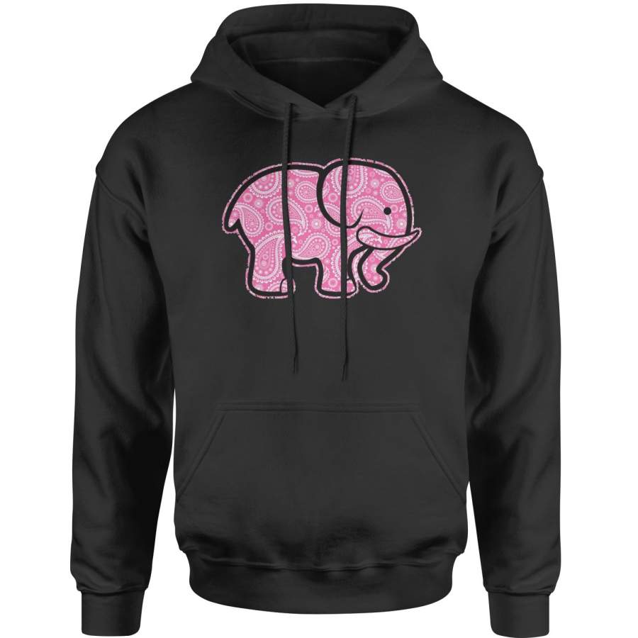 Pink Paisley Elephant Adult Hoodie Sweatshirt