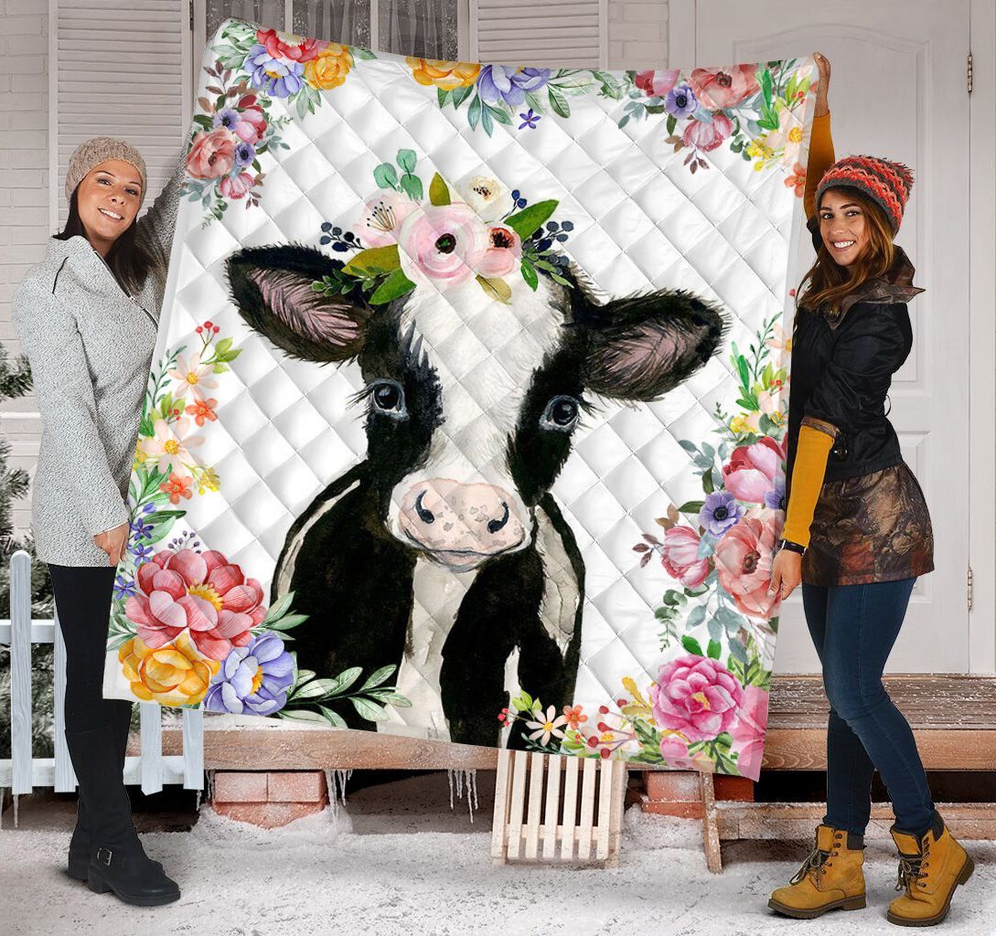 Amazing Cute Cow Flowers – Quilt Blanket