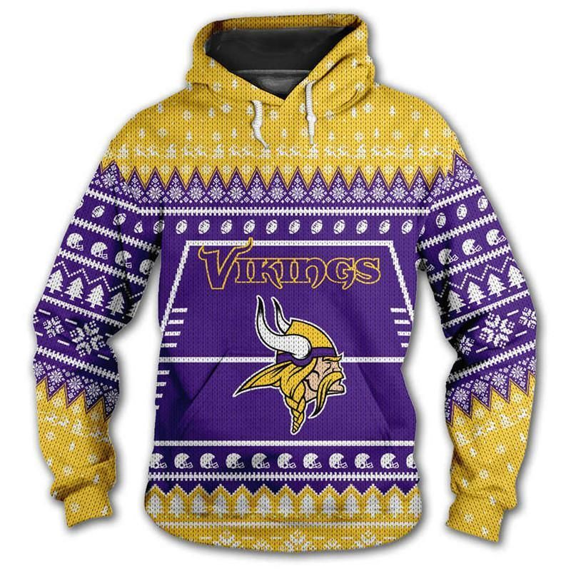 Football Teams Hoodie Shirt Limited Edition Minnesota Vikings 3D Hoodie Christmas Edition