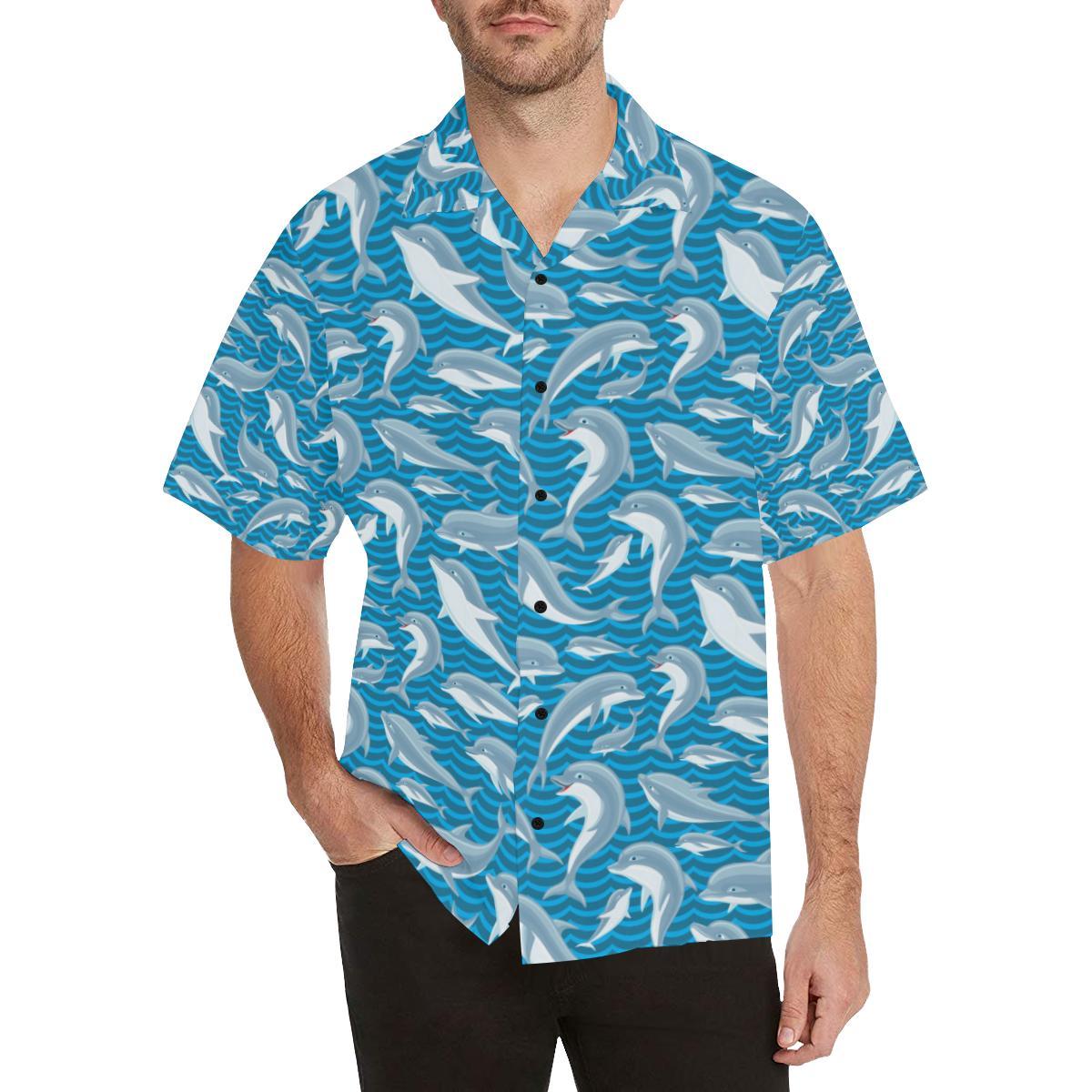 Dolphin Cute Print Pattern Hawaiian Shirt